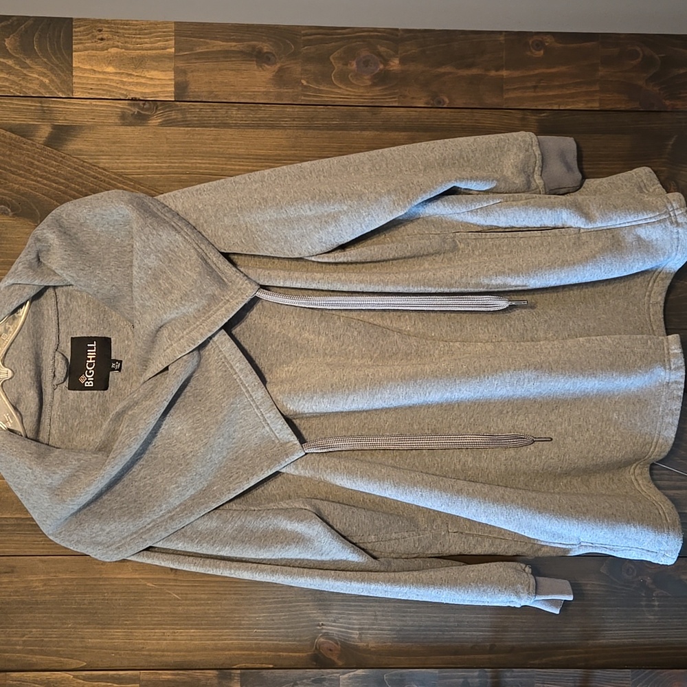 Big Chill Light Gray Shawl Neck Fleece Sweater